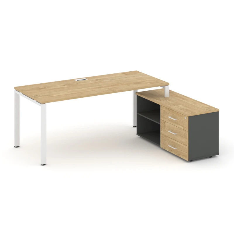 Стол руководителя на металлокаркасе (П-60x30 белый) с тумбой правый Style Project Direct SN-6P.SRG-024.M(R)