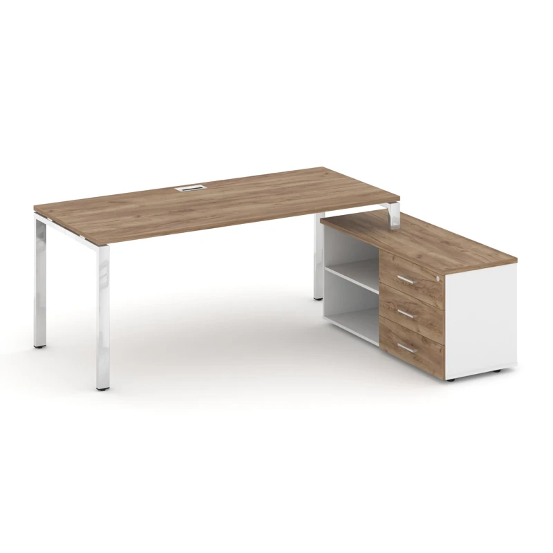 Стол руководителя на металлокаркасе (П-60x30) с тумбой правый Style Project Direct Lux M-SN-6P.SRG-016.M(R)
