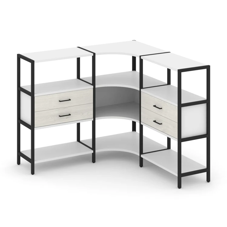 Трехсекционный угловой стеллаж трехярусный с ящиками SHELF SYSTEM (металл черный) SN.STMU-331