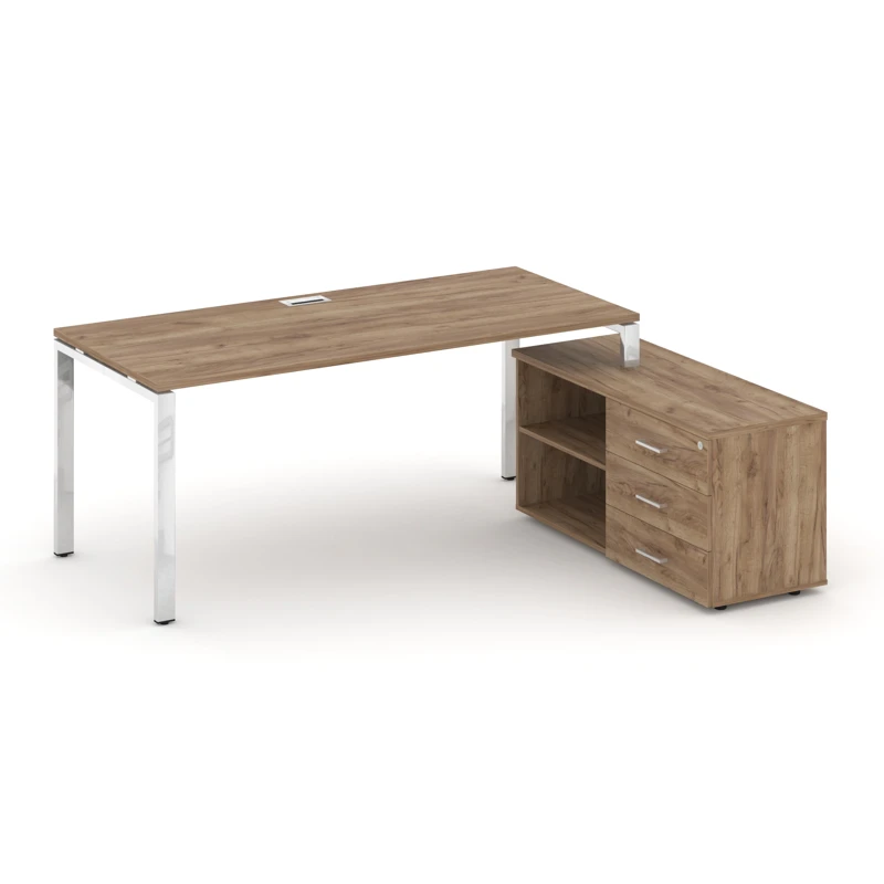 Стол руководителя на металлокаркасе (П-60x30) с тумбой правый Style Project Direct Lux M-SN-6P.SRG-016.M(R)