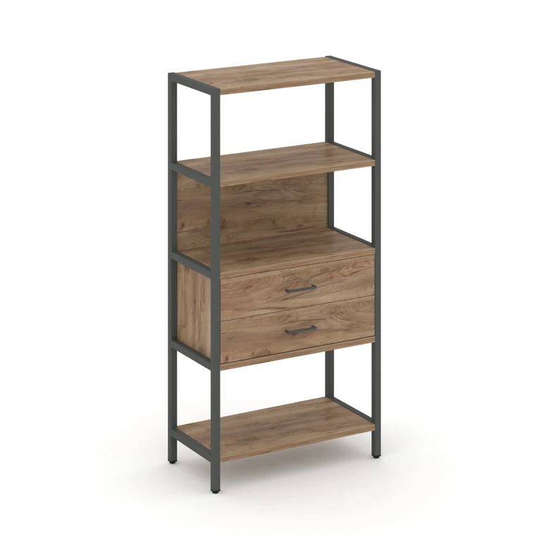 Односекционный стеллаж четырехярусный с ящиками SHELF SYSTEM (металл антрацит) SN.STM-412