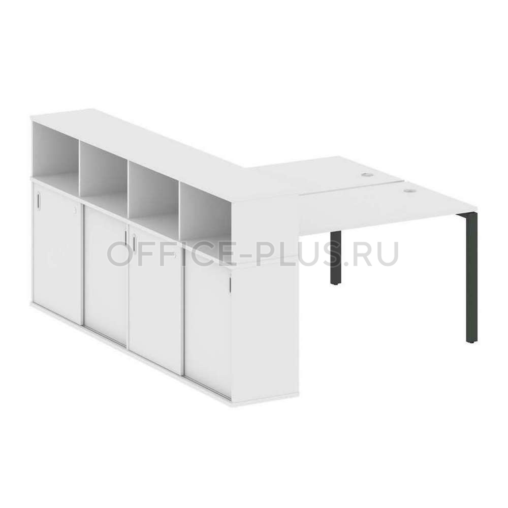 Рабочая станция 2 места Metal System Style на металлокаркасе с опорным шкафом-купе БП.РС-СШК-4.3