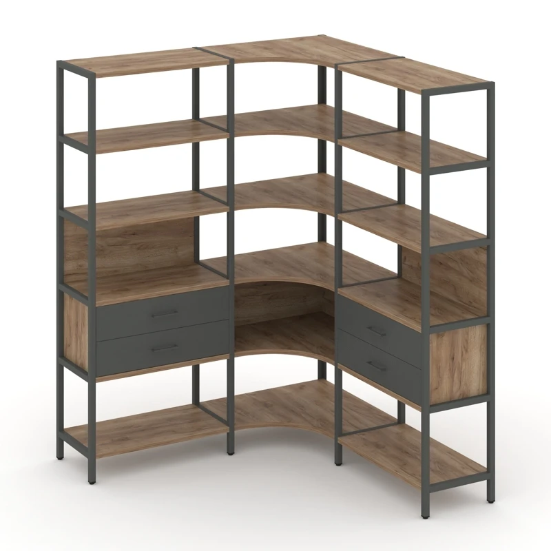 Трехсекционный угловой стеллаж пятиярусный с ящиками SHELF SYSTEM (металл антрацит) SN.STMU-531