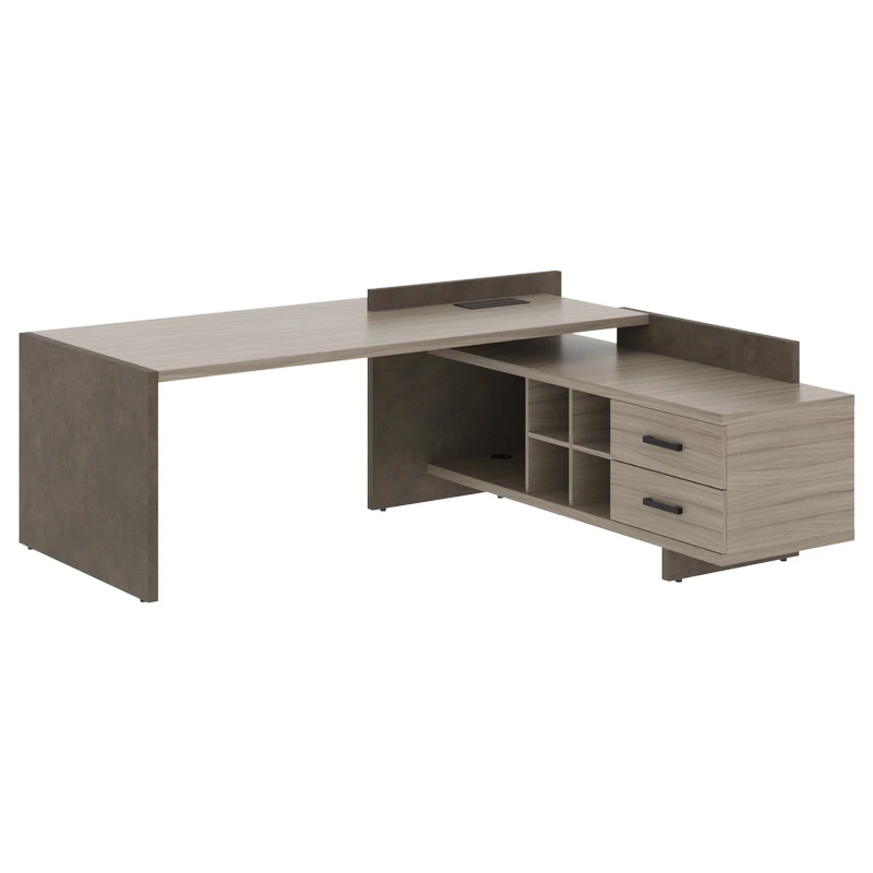 Стол руководителя на опорной тумбе правый Wood&Stone СФ-531202