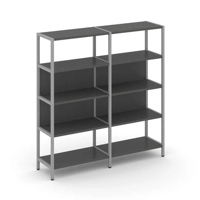 Двухсекционный стеллаж четырехярусный Shelf System (металл серый) SN.STM-421