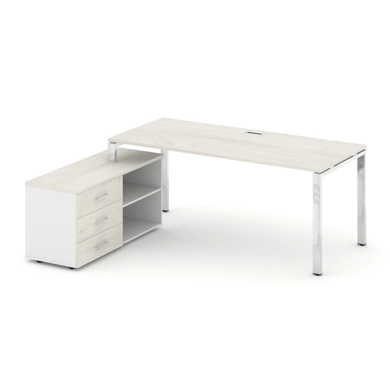 Стол руководителя на металлокаркасе (П-60x30) с тумбой левый Style Project Direct Lux M-SN-6P.SRG-015.M(L)