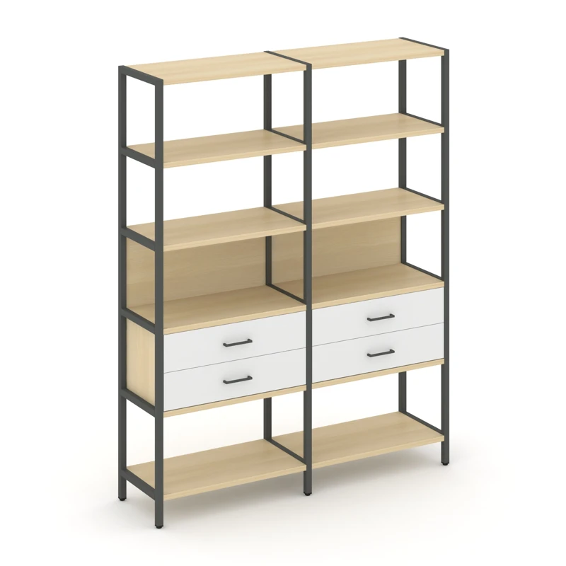 Двухсекционный стеллаж пятиярусный с ящиками SHELF SYSTEM (металл антрацит) SN.STM-522