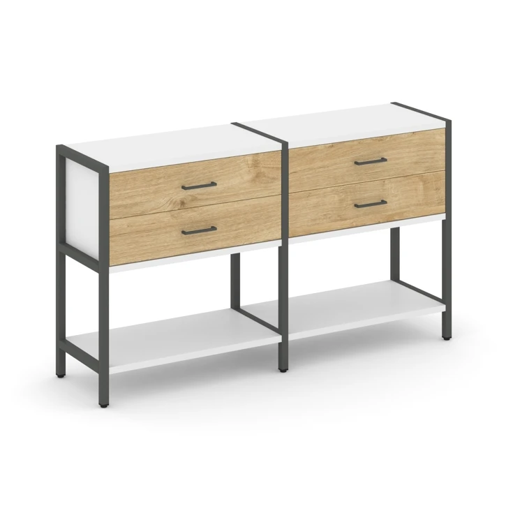 Двухсекционный стеллаж двухярусный с ящиками SHELF SYSTEM (металл антрацит) SN.STM-222