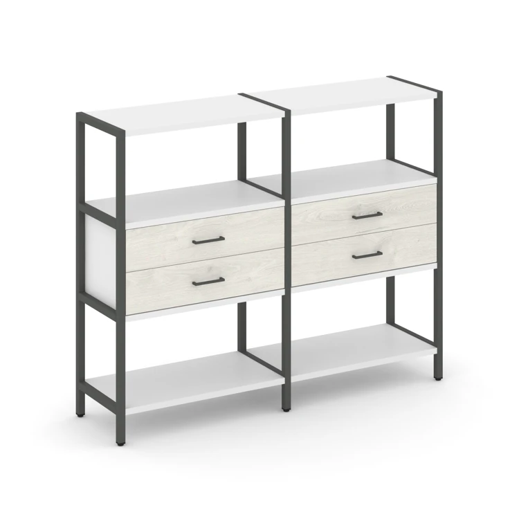 Двухсекционный стеллаж трехярусный с ящиками SHELF SYSTEM (металл антрацит) SN.STM-322