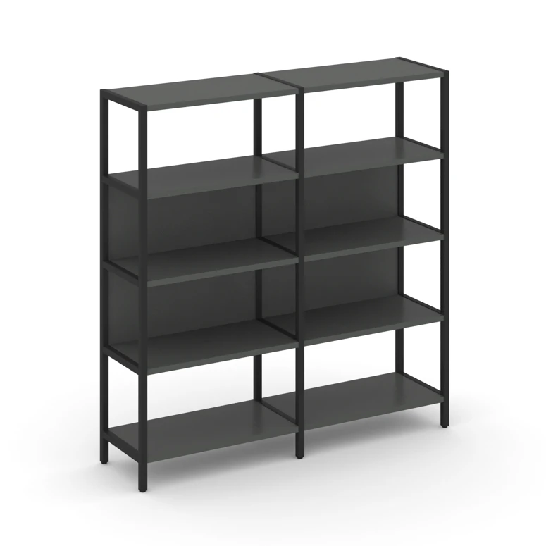 Двухсекционный стеллаж четырехярусный SHELF SYSTEM (металл черный) SN.STM-421