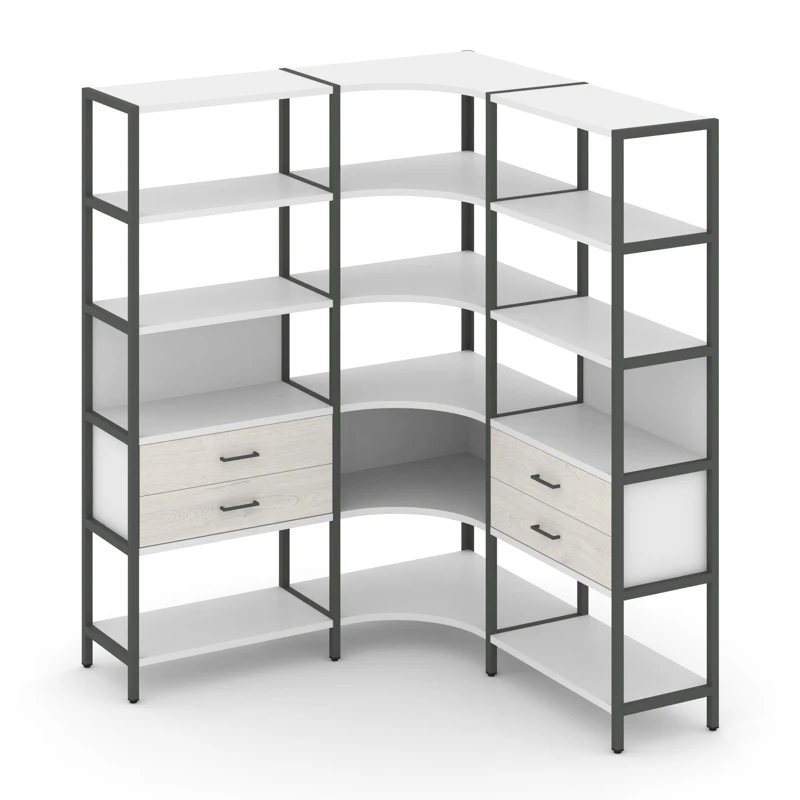 Трехсекционный угловой стеллаж пятиярусный с ящиками SHELF SYSTEM (металл антрацит) SN.STMU-531