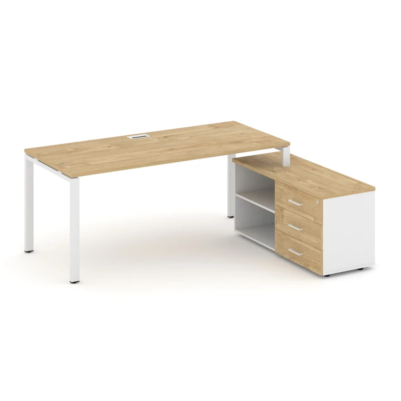 Стол руководителя на металлокаркасе (П-60x30 белый) с тумбой правый Style Project Direct SN-6P.SRG-023.M(R)