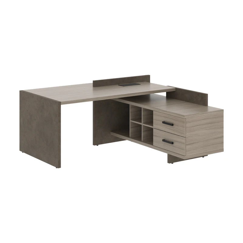 Стол руководителя на опорной тумбе правый Wood&Stone (S) СФ-531222