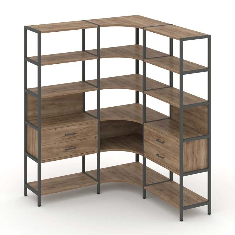 Трехсекционный угловой стеллаж пятиярусный с ящиками SHELF SYSTEM (металл антрацит) SN.STMU-531