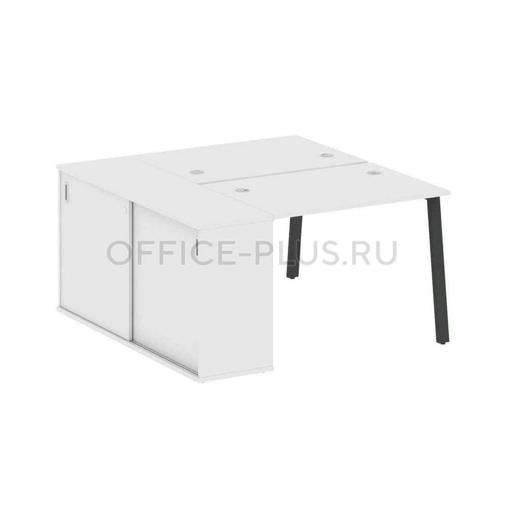 Рабочая станция 2 места Metal System Style на металлокаркасе с опорным шкафом-купе БА.РС-СШК-1.1