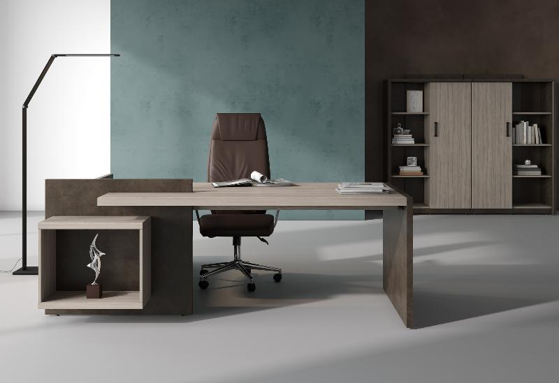 Стол руководителя на опорной тумбе правый Wood&Stone СФ-531212
