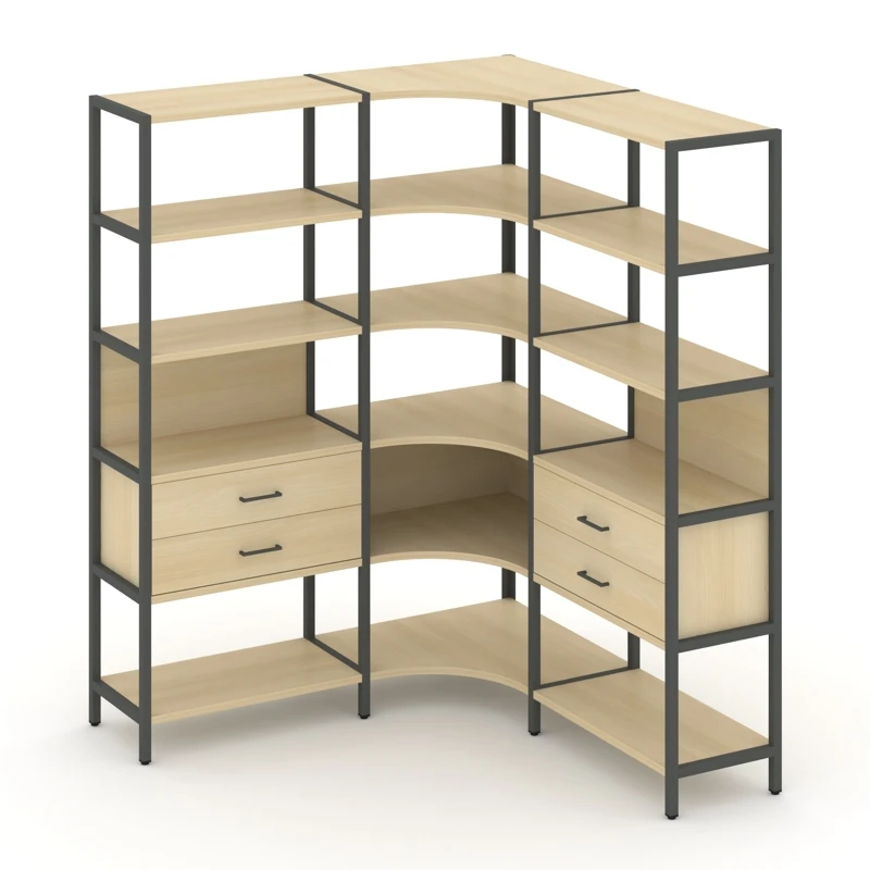 Трехсекционный угловой стеллаж пятиярусный с ящиками SHELF SYSTEM (металл антрацит) SN.STMU-531