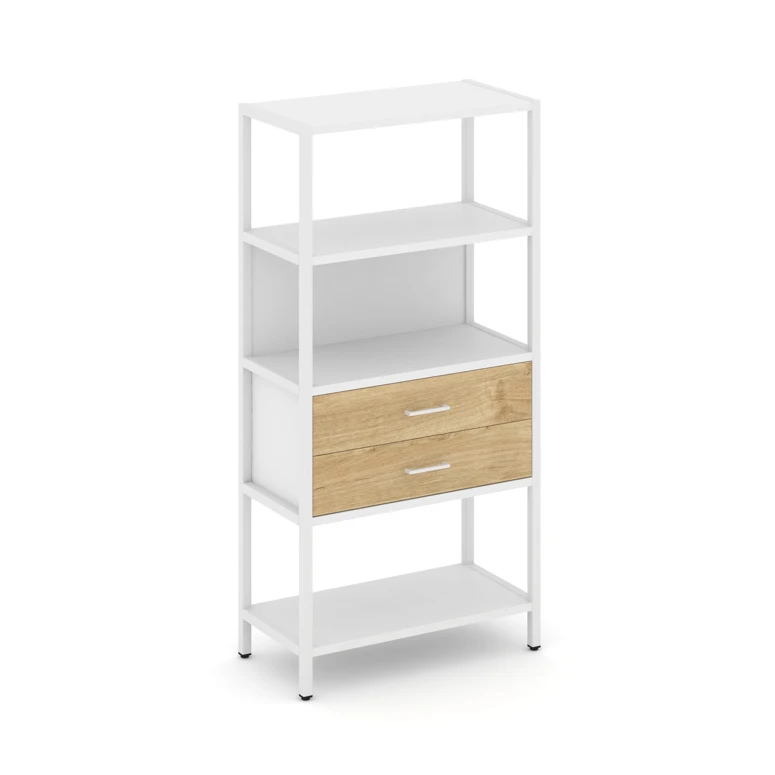 Односекционный стеллаж четырехярусный с ящиками Shelf System (металл белый) SN.STM-412