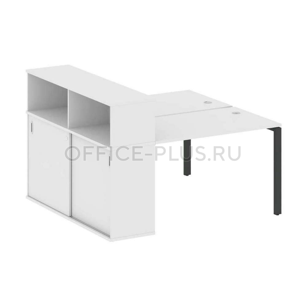 Рабочая станция 2 места Metal System Style на металлокаркасе с опорным шкафом-купе БП.РС-СШК-2.2