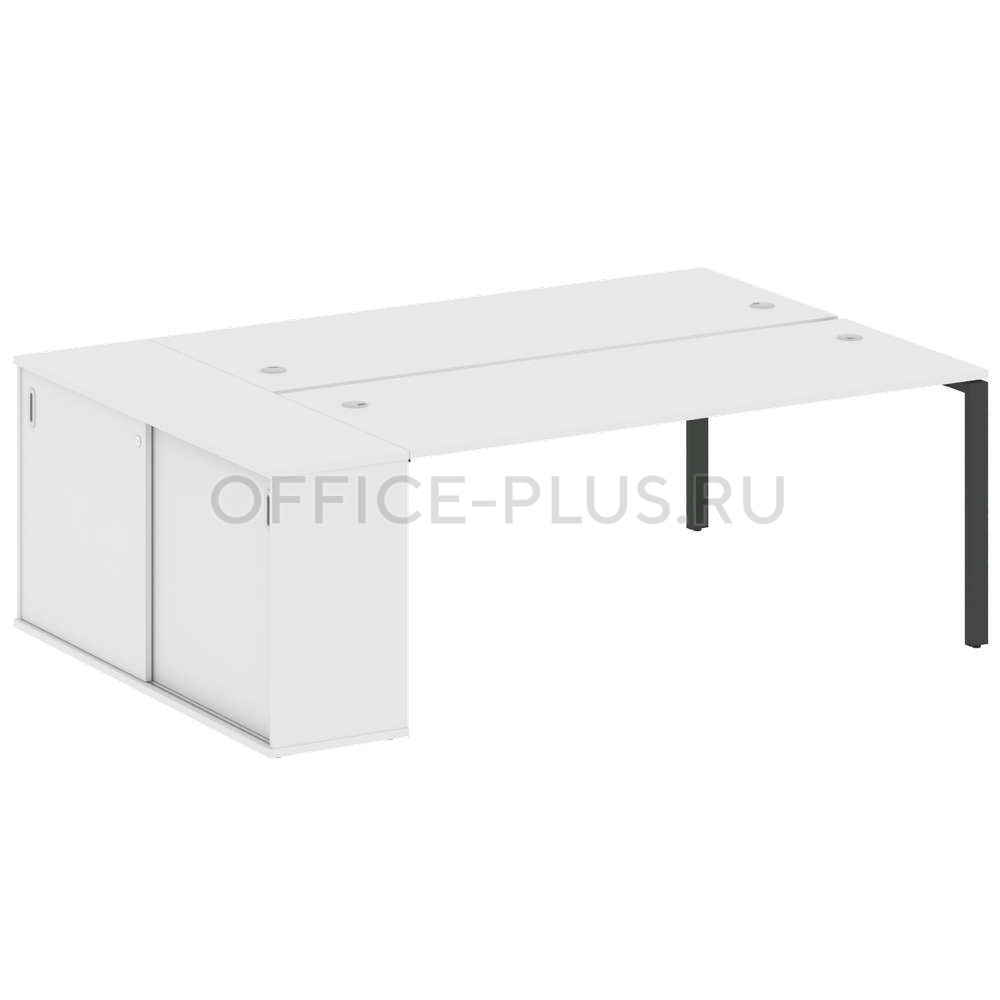Рабочая станция 2 места Metal System Style на металлокаркасе с опорным шкафом-купе БП.РС-СШК-1.5