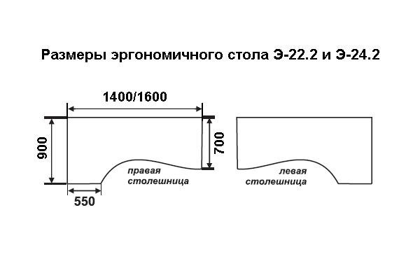 Стол эргономичный рабочий Эдем левый Э-22.2_L