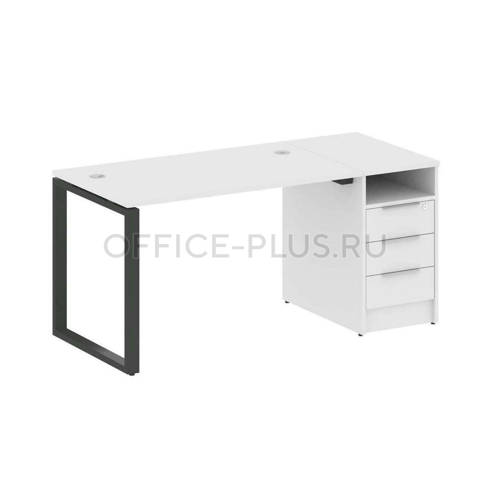 Стол рабочий Metal System Style на металлокаркасе с опорной тумбой БО.РС-СТП-1.2