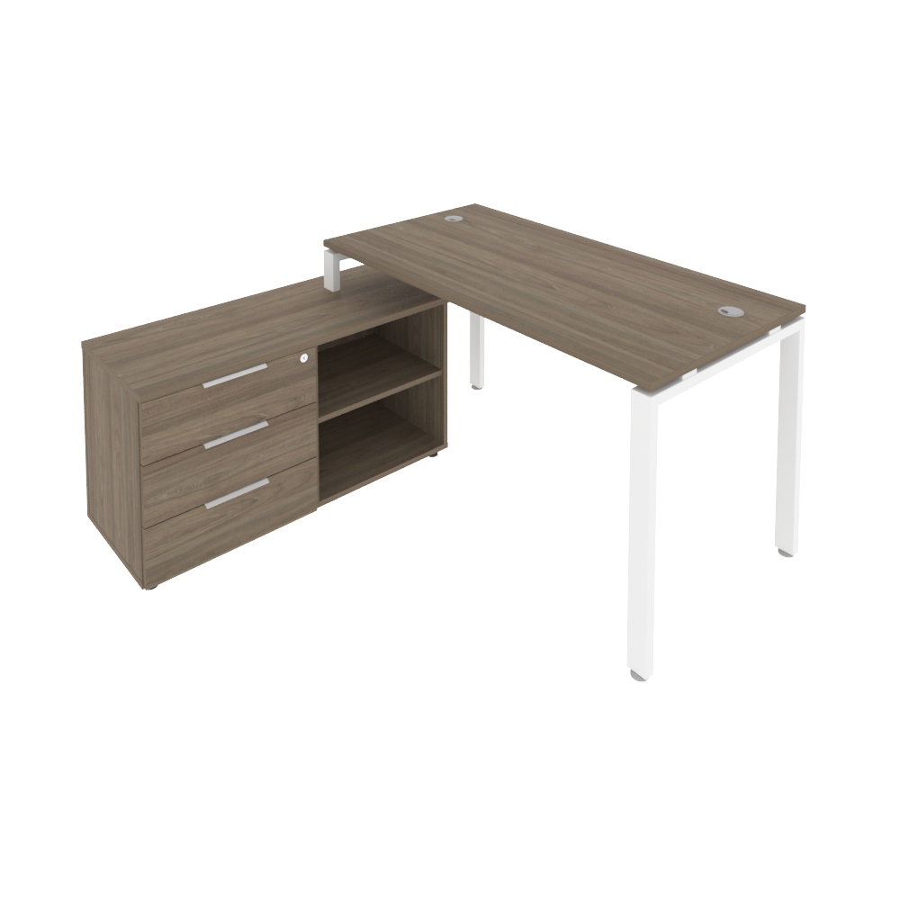 Стол рабочий Metal System Style на металлокаркасе с опорной тумбой БП.РС-СТС-2.1 Л