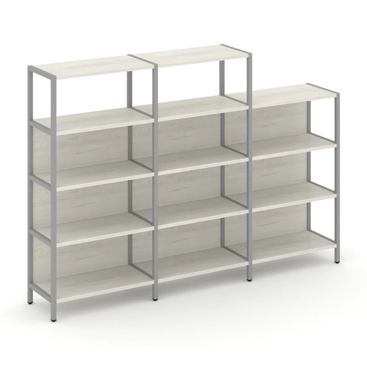Трехсекционный стеллаж четырех/трехярусный Shelf System (металл серый) SN.STM-432