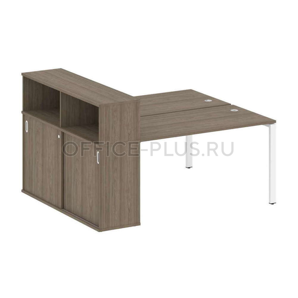 Рабочая станция 2 места Metal System Style на металлокаркасе с опорным шкафом-купе БП.РС-СШК-2.3