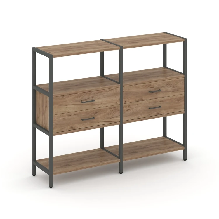 Двухсекционный стеллаж трехярусный с ящиками SHELF SYSTEM (металл антрацит) SN.STM-322