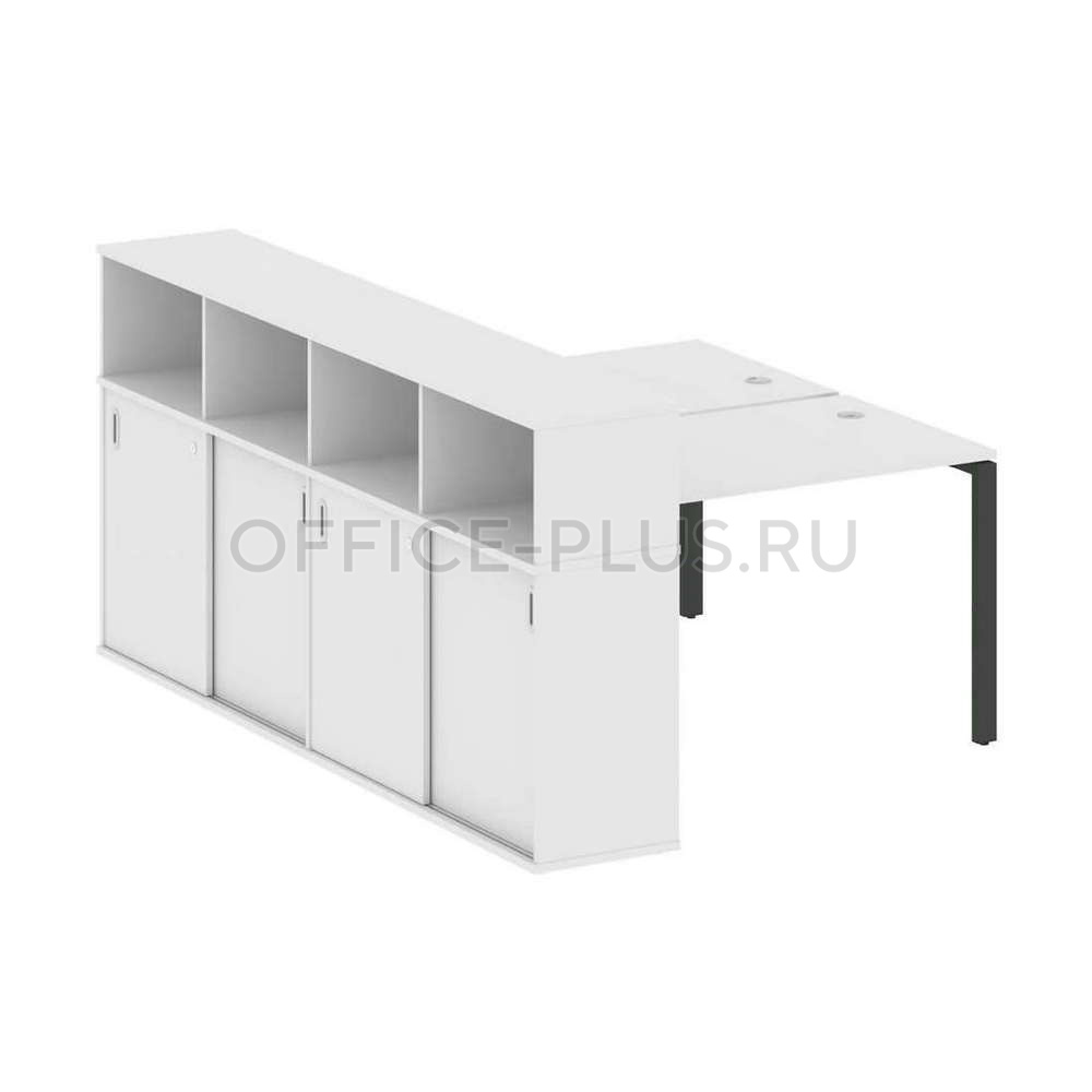 Рабочая станция 2 места Metal System Style на металлокаркасе с опорным шкафом-купе БП.РС-СШК-4.2