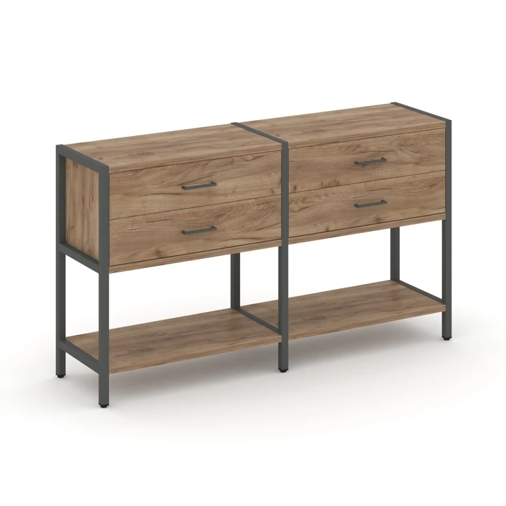 Двухсекционный стеллаж двухярусный с ящиками SHELF SYSTEM (металл антрацит) SN.STM-222