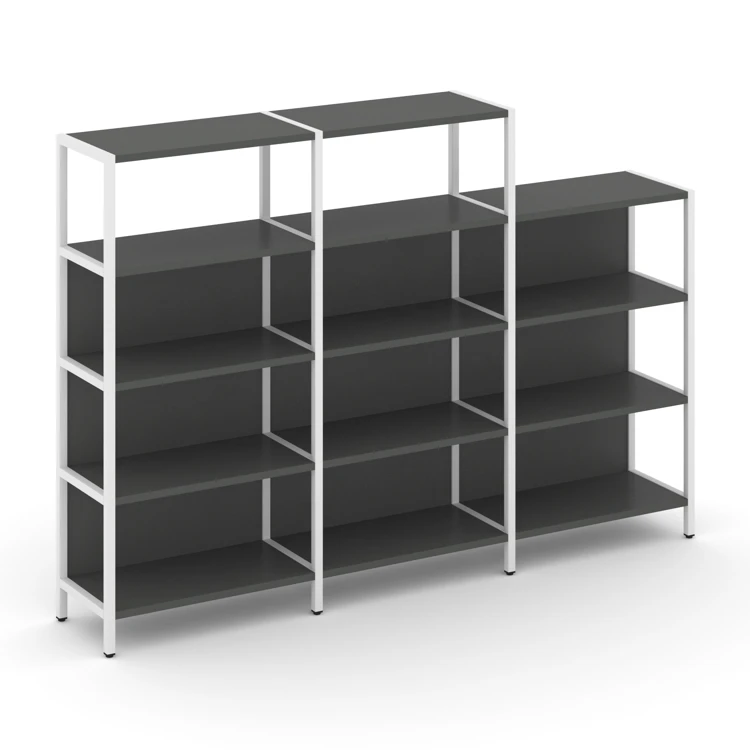 Трехсекционный стеллаж четырех/трехярусный Shelf System (металл белый) SN.STM-432