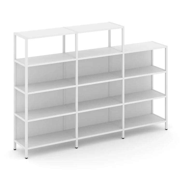 Трехсекционный стеллаж четырех/трехярусный Shelf System (металл белый) SN.STM-432