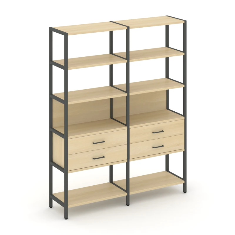 Двухсекционный стеллаж пятиярусный с ящиками SHELF SYSTEM (металл антрацит) SN.STM-522