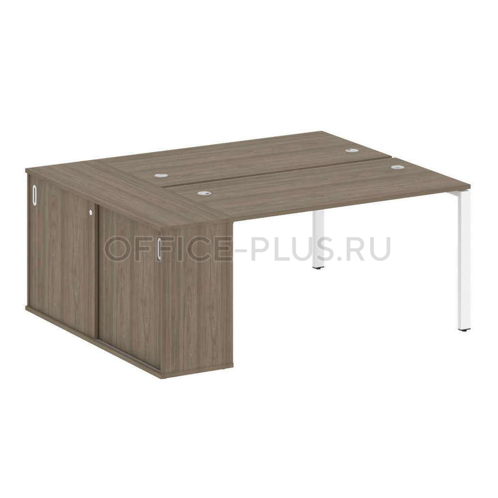 Рабочая станция 2 места Metal System Style на металлокаркасе с опорным шкафом-купе БП.РС-СШК-1.3