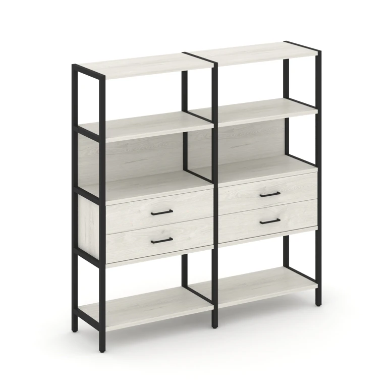 Двухсекционный стеллаж четырехярусный с ящиками SHELF SYSTEM (металл черный) SN.STM-422