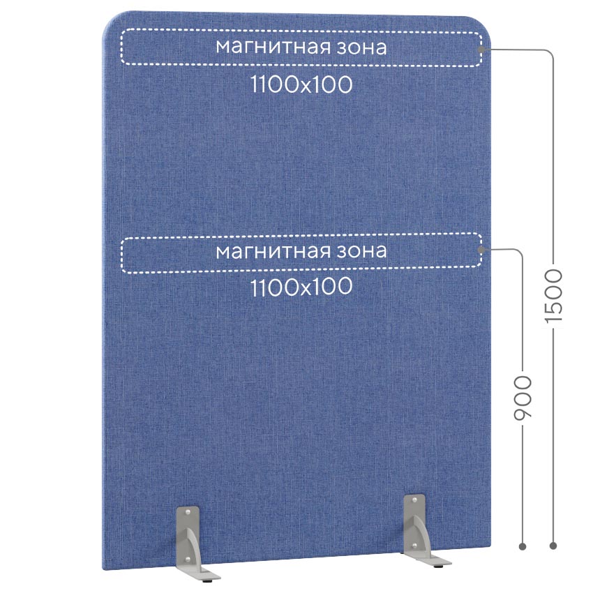 Перегородка тканевая магнитная Магнетик МГ1.С-120/160 на стационарных опорах