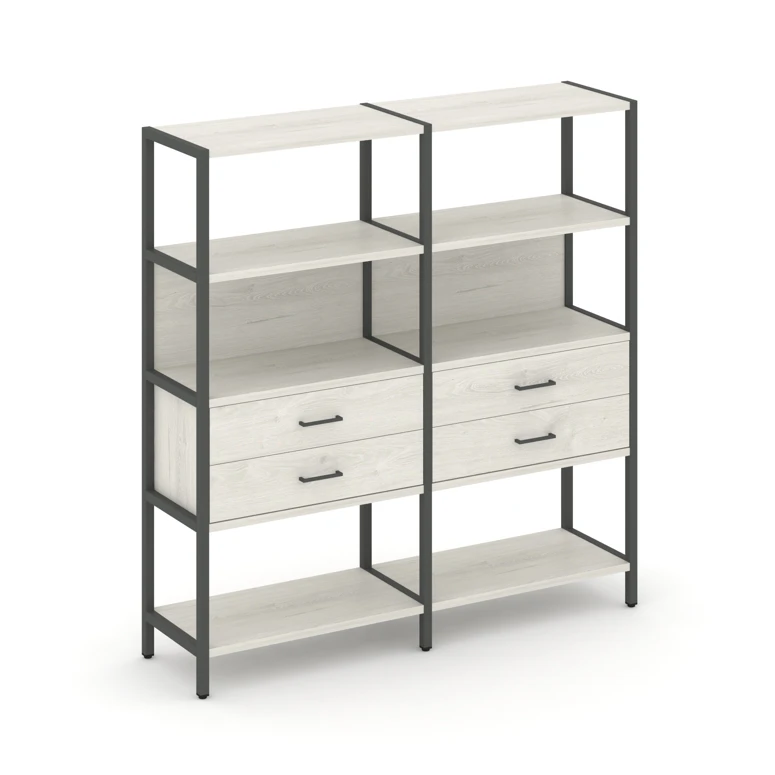 Двухсекционный стеллаж четырехярусный с ящиками SHELF SYSTEM (металл антрацит) SN.STM-422