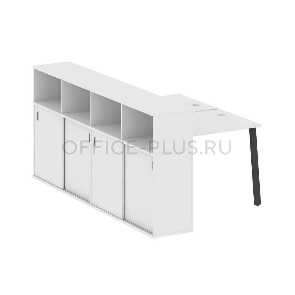 Рабочая станция 2 места Metal System Style на металлокаркасе с опорным шкафом-купе БА.РС-СШК-4.1
