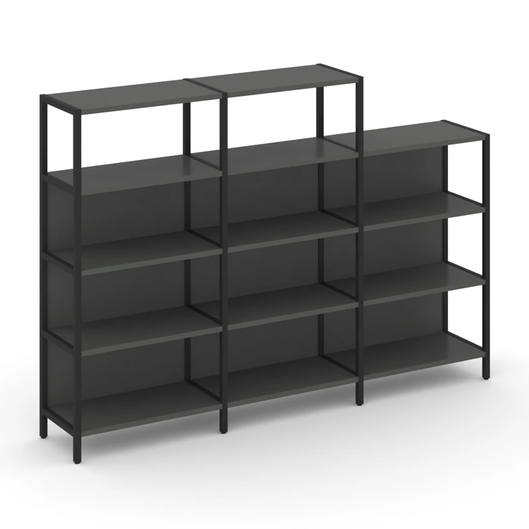 Трехсекционный стеллаж четырех/трехярусный SHELF SYSTEM (металл черный) SN.STM-432