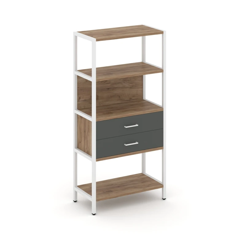 Односекционный стеллаж четырехярусный с ящиками Shelf System (металл белый) SN.STM-412