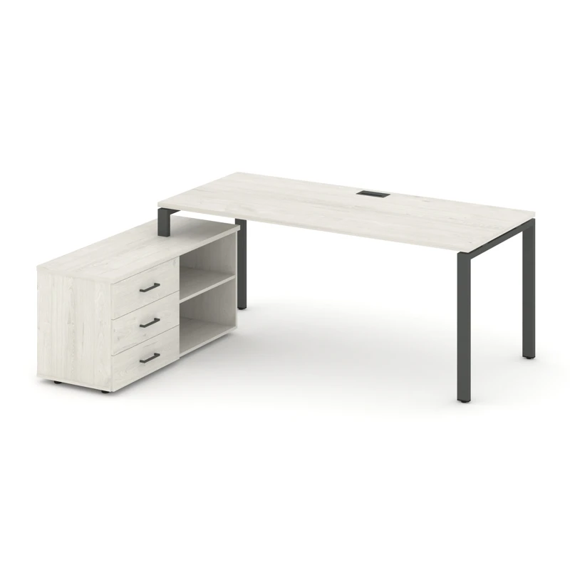 Стол руководителя на металлокаркасе (П-60x30 антрацит) с тумбой левый Style Project Direct SN-6P.SRG-025.M(L)
