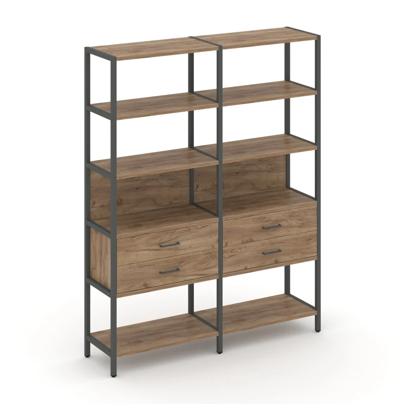 Двухсекционный стеллаж пятиярусный с ящиками SHELF SYSTEM (металл антрацит) SN.STM-522
