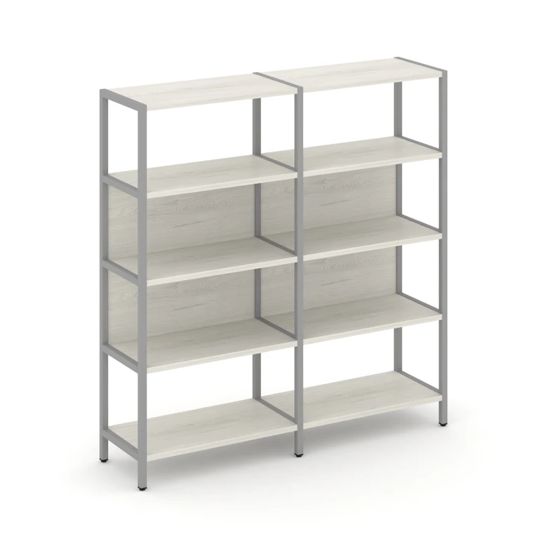 Двухсекционный стеллаж четырехярусный Shelf System (металл серый) SN.STM-421