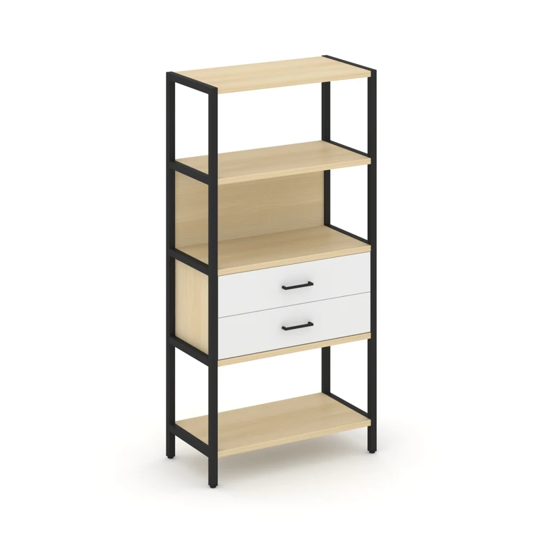Односекционный стеллаж четырехярусный с ящиками SHELF SYSTEM (металл черный) SN.STM-412