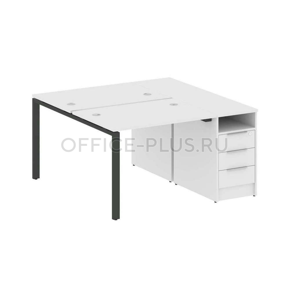 Рабочая станция 2 места Metal System Style на металлокаркасе с опорной тумбой БП.РС-СТП-2.1