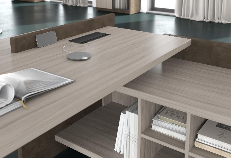 Стол руководителя на опорной тумбе правый Wood&Stone СФ-531212