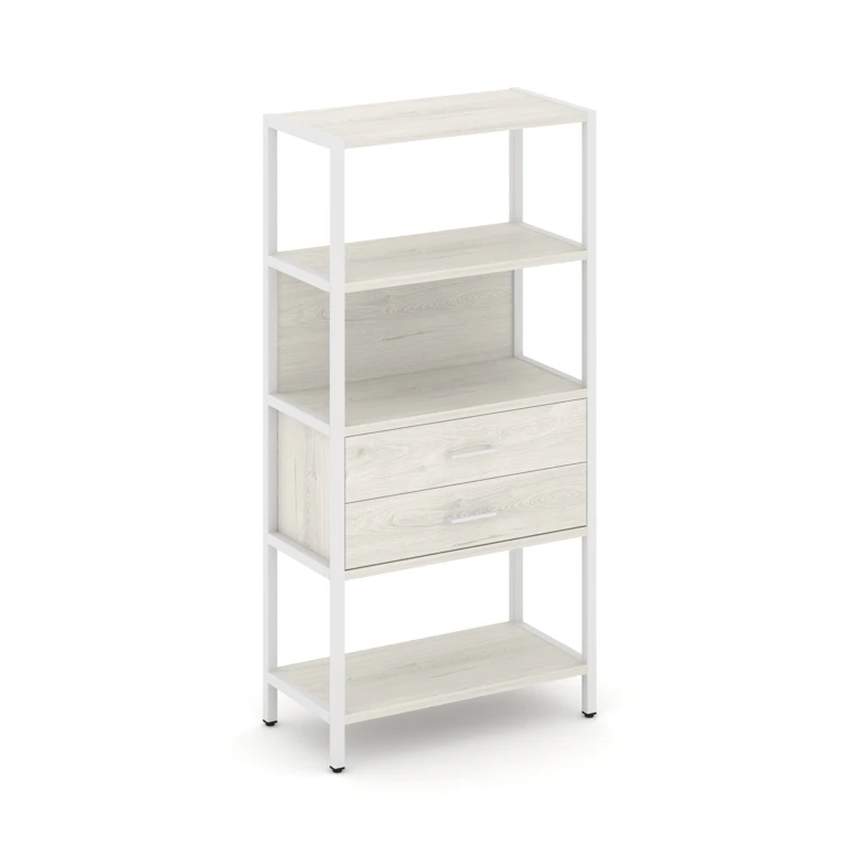 Односекционный стеллаж четырехярусный с ящиками Shelf System (металл белый) SN.STM-412