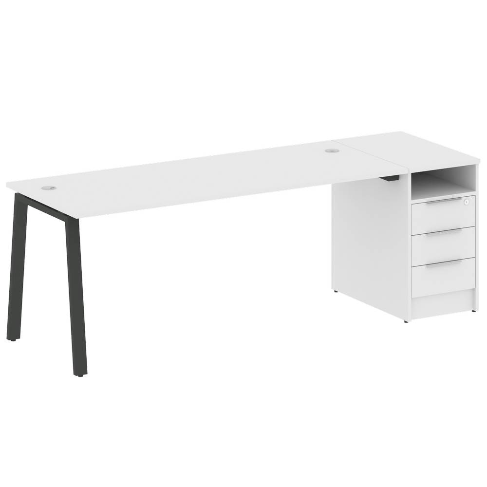 Стол рабочий Metal System Style на металлокаркасе с опорной тумбой БА.РС-СТП-1.5